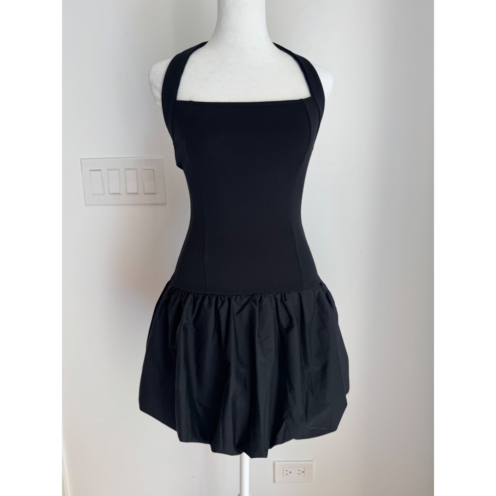 Good Luck Gem GLG Black Halter Bubble Mini Dress XS Cocktail Party